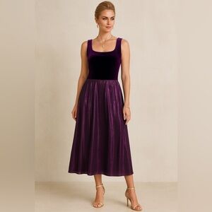 Jessica Howard Purple Velvet & Shimmer Evening Gown - Size 14